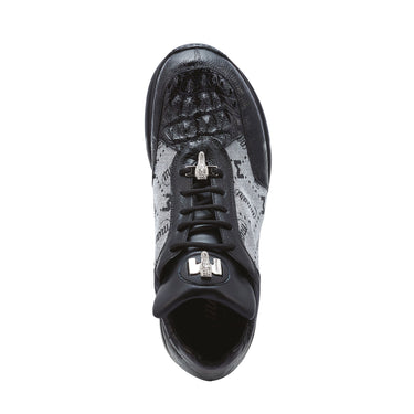Mauri Carange in Black / Grey Mens Ostrich Leg / Hornback Crown / Fabric Sneakers