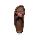 Mauri Coral in Cognac / Dirty T.Moro Mens Exotic Alligator / Time Leather Slip-on Sandals