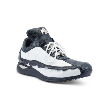 Mauri Crawler in Black / White Mens Exotic Hornback / Crocodile Casual Sneakers