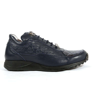 Mauri King in Wonder Blue Mens Nappa Embossed / Croco Sneakers