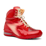 Mauri Diamond in Red / Cream / Dirty Red Mens Exotic Crocodile / Suede / Nappa / Patent Leather High-Top Sneakers