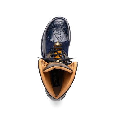 Mauri Diamond in Wonder Blue / Toffee / Dirty Wonder Blue Mens Exotic Crocodile / Suede / Nappa / Patent Leather High-Top Sneakers