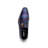 Mauri Elegante in Purple / Blue / Black Mens Balera Fabric / Alligator / Patent Leather Slip-On Loafers