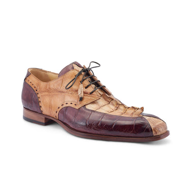 Mauri Groove in Bone / T.Moro / Brandy Mens Exotic Alligator / Hornback Dress Derby Oxfords