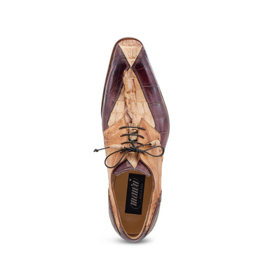 Mauri Groove in Bone / T.Moro / Brandy Mens Exotic Alligator / Hornback Dress Derby Oxfords
