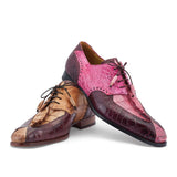 Mauri Groove in Bone / T.Moro / Brandy Mens Exotic Alligator / Hornback Dress Derby Oxfords