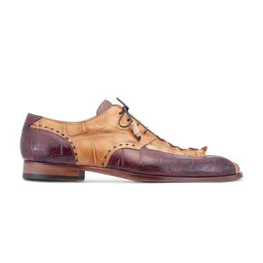 Mauri Groove in Bone / T.Moro / Brandy Mens Exotic Alligator / Hornback Dress Derby Oxfords in Bone T.Moro Brandy