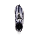 Mauri Hazard in White / Dirty Black Finished Mens Exotic Hornback / Nappa Leather Casual Sneakers