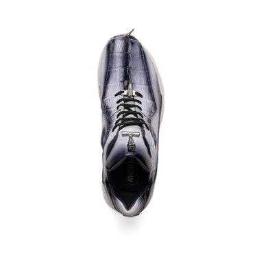 Mauri Hazard in White / Dirty Black Finished Mens Exotic Hornback / Nappa Leather Casual Sneakers