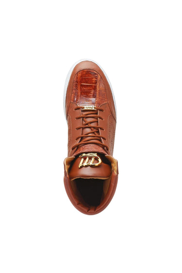 Mauri Hitman 8500 Crocodile & Nappa High-Top Sneakers (MA5277) - Cognac