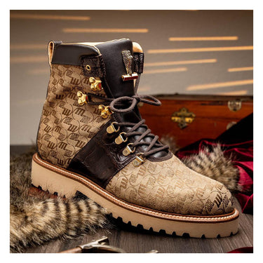 Mauri O.G in Sport Rust / Beige Mens Exotic Crocodile / Ostrich / Fabric / Calf-Skin Leather Boots