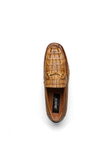 Mauri Polo 3501 Hornback / Ostrich Leg / Leather Moccasin Horsebit Driver (MA5604) - Wonder Blue