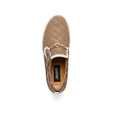Mauri Posh in Beige / White Double M Fabric / Time Leather Slip-On Sneakers