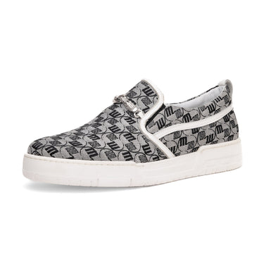 Mauri Posh Black-Gray / White Double M Fabric / Time Leather Slip-On Sneakers