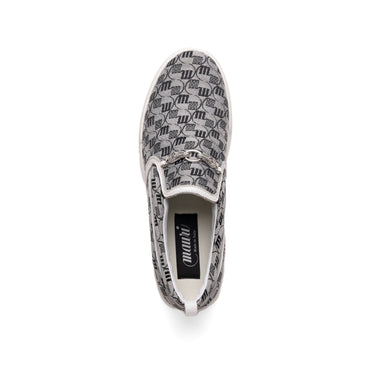 Mauri Posh Black-Gray / White Double M Fabric / Time Leather Slip-On Sneakers