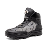 Mauri Pyro in Black / Grey Mens Exotic Crocodile / Fabric / Nappa Leather Boots