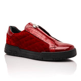 Mauri Regata in Red Mens Exotic Crocodile / Quilted Velvet / Patent Leather Slip-On Sneakers