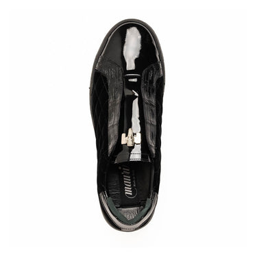 Mauri Regata in Black Mens Exotic Crocodile / Quilted Velvet / Patent Leather Slip-On Sneakers