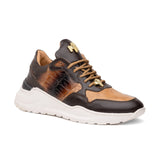 Mauri Runner in Sport Rust / Dune Mens Exotic Crocodile / Nappa Leather Casual Bubble Sneakers