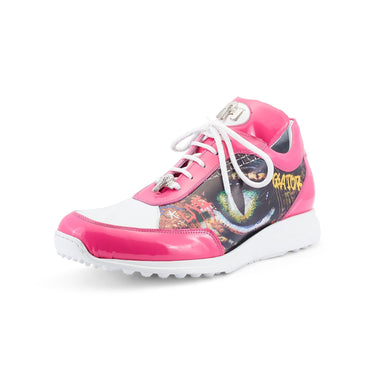 Mauri Solace in Fucsia / White Mens Exotic Crocodile / Patent / Calf-Skin Leather Casual Sneakers