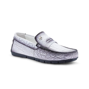 Mauri Sprinter in White / Dirty Black Mens Exotic Alligator Driver Moccasins Loafers