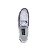 Mauri Sprinter in White / Dirty Black Mens Exotic Alligator Driver Moccasins Loafers