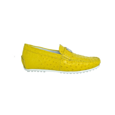 Mauri Sunset in Mimosa Mens Exotic Ostrich Dress-Casual Loafers in Mimosa Yellow
