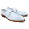 Carrucci Shoes Burnished Signature Buckle Loafer in White