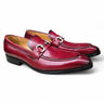 Carrucci Shoes Burnished Signature Buckle Loafer in Burgundy