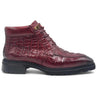 Men's Lace-up Boots Alligator Embossed in Burgundy #color_ Burgundy