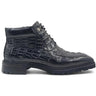 Men's Lace-up Boots Alligator Embossed in Black #color_ Black