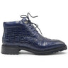 Men's Lace-up Boots Alligator Embossed in Navy #color_ Navy