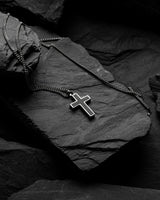 Stone Cross Pendant - Black Onyx