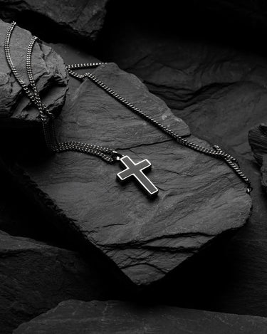 Stone Cross Pendant - Black Onyx