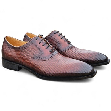 Carrucci Shoes Milano Lizard Embossed Oxford Dress Shoes in Whisky