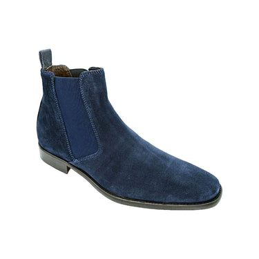 Giovacchini Milano in Navy Blue Suede Chelsea Boots in Navy Blue #color_ Navy Blue