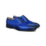 Carrucci Shoes Mixed Media Burnished Wingtip Oxford in Navy