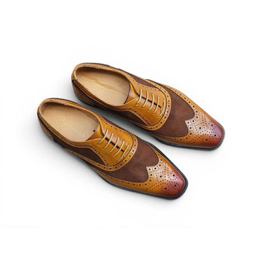 Carrucci Shoes Mixed Media Burnished Wingtip Oxford