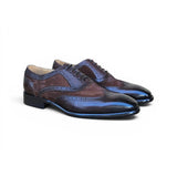 Carrucci Shoes Mixed Media Burnished Wingtip Oxford in Chestnut