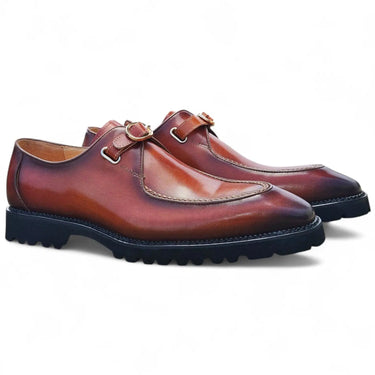 Carrucci Shoes Moc Toe Single Monk Strap Loafer in Whisky