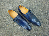 Carrucci Shoes Monk Strap Buckle Leather Dress Shoes