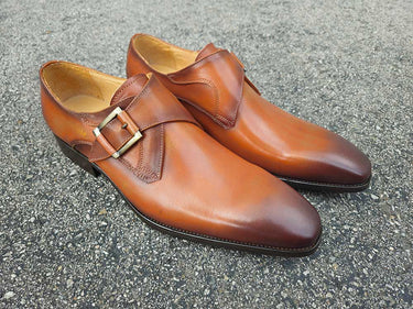 Carrucci Shoes Monk Strap Buckle Leather Dress Shoes