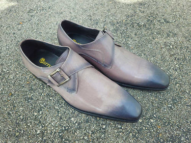 Carrucci Shoes Monk Strap Buckle Leather Dress Shoes
