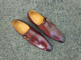 Carrucci Shoes Monk Strap Buckle Leather Dress Shoes