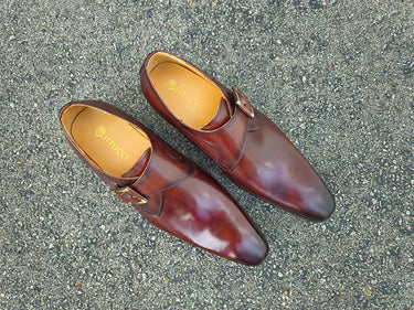 Carrucci Shoes Monk Strap Buckle Leather Dress Shoes