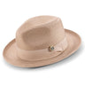 Montique Belmont Pinch Front Polybraid Straw Fedora in Tan #color_ Tan