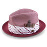Montique Intrepid Two-Toned Polybraid Straw Fedora in Burgundy #color_ Burgundy
