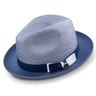 Montique Landon Two-Toned Polybraid Straw Fedora in Navy #color_ Navy