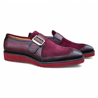 Carrucci Shoes Multi Media Buckle Monkstrap Shoe in Burgundy