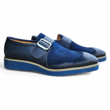 Carrucci Shoes Multi Media Buckle Monkstrap Shoe in Navy